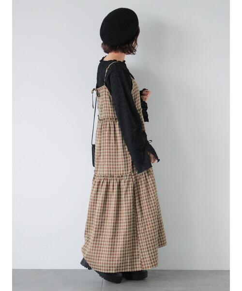 ehka sopo（エヘカソポ）の「チェックティアードキャミワンピース（ワンピース・レディース・ブルー/ネイビー/ブラウン・F）」の19枚目の写真