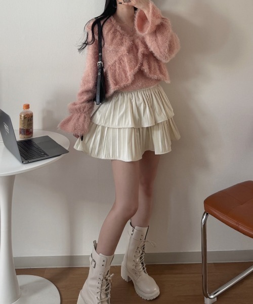 nemne store(ネンネストア)の「《Delfy》2wayシャギーカシュクールニット(ニット/セーター・レディース・アイボリー/サーモンピンク・SMALL/MEDIUM)」の7枚目の写真