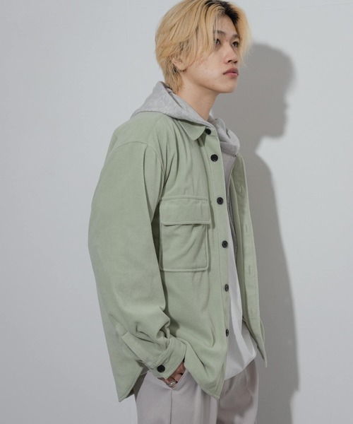 SENSE OF PLACE by URBAN RESEARCH（センスオブプレイスバイアーバンリサーチ）の「フリースフラップルーズシャツ（シャツ/ブラウス・メンズ・ライトグレー/ネイビー/ミント・MEDIUM/LARGE）」の2枚目の写真