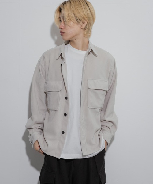 SENSE OF PLACE by URBAN RESEARCH（センスオブプレイスバイアーバンリサーチ）の「フリースフラップルーズシャツ（シャツ/ブラウス・メンズ・ライトグレー/ネイビー/ミント・MEDIUM/LARGE）」の4枚目の写真