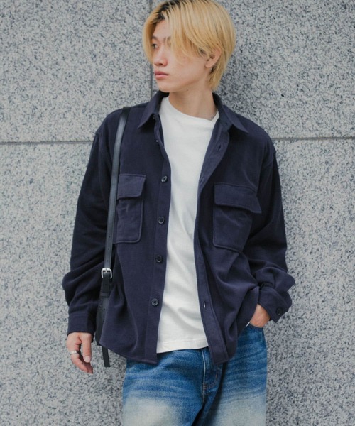 SENSE OF PLACE by URBAN RESEARCH（センスオブプレイスバイアーバンリサーチ）の「フリースフラップルーズシャツ（シャツ/ブラウス・メンズ・ライトグレー/ネイビー/ミント・MEDIUM/LARGE）」の10枚目の写真