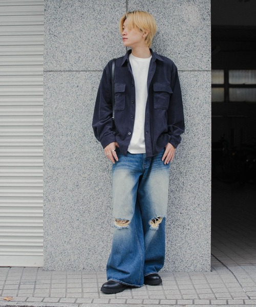 SENSE OF PLACE by URBAN RESEARCH（センスオブプレイスバイアーバンリサーチ）の「フリースフラップルーズシャツ（シャツ/ブラウス・メンズ・ライトグレー/ネイビー/ミント・MEDIUM/LARGE）」の12枚目の写真