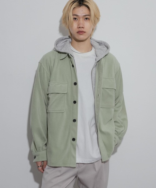 SENSE OF PLACE by URBAN RESEARCH（センスオブプレイスバイアーバンリサーチ）の「フリースフラップルーズシャツ（シャツ/ブラウス・メンズ・ライトグレー/ネイビー/ミント・MEDIUM/LARGE）」の14枚目の写真