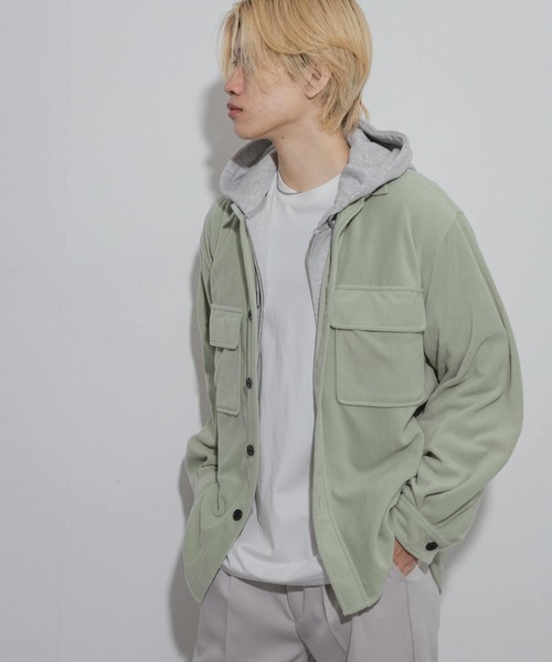 SENSE OF PLACE by URBAN RESEARCH（センスオブプレイスバイアーバンリサーチ）の「フリースフラップルーズシャツ（シャツ/ブラウス・メンズ・ライトグレー/ネイビー/ミント・MEDIUM/LARGE）」の15枚目の写真