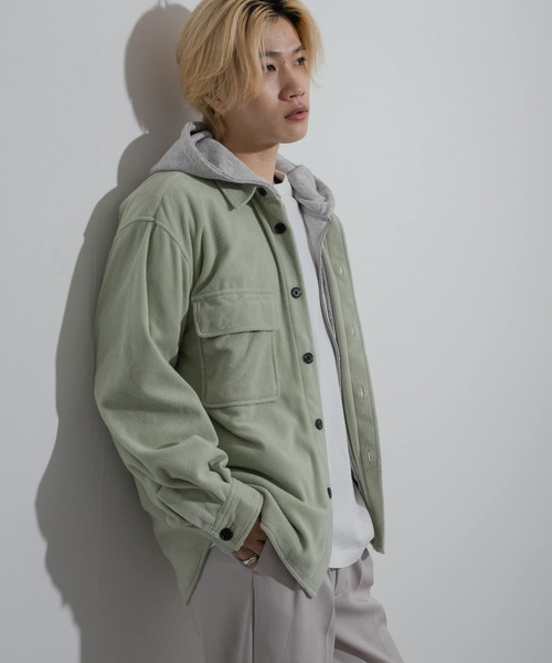 SENSE OF PLACE by URBAN RESEARCH（センスオブプレイスバイアーバンリサーチ）の「フリースフラップルーズシャツ（シャツ/ブラウス・メンズ・ライトグレー/ネイビー/ミント・MEDIUM/LARGE）」の16枚目の写真