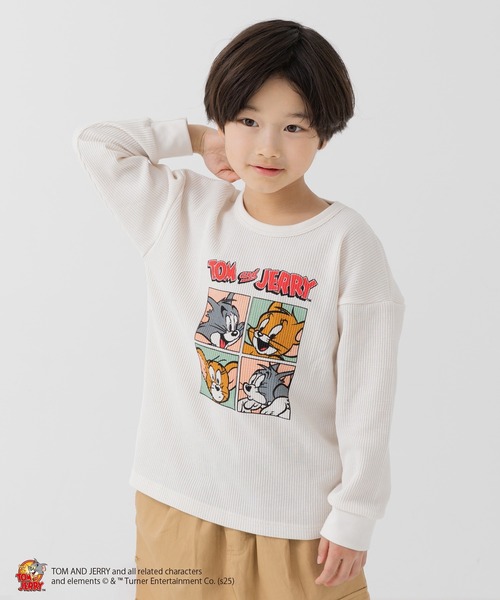 Tom＆Jerry（トムアンドジェリー）の「TOM&JERRY / トムアンドジェリー ワッフル長袖Tシャツ（Tシャツ/カットソー・キッズ・A/B/C/D・80ｃｍ/90cm/110cm/100cm/120cm/130cm/140cm）」の3枚目の写真