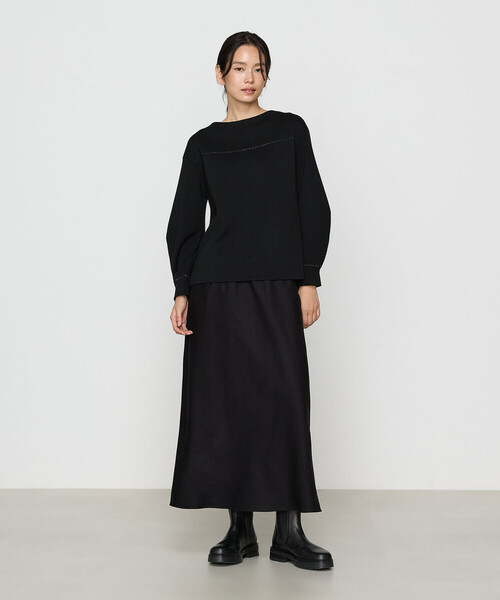 Gabardine K.T（ギャバジンケーティー）の「スエード調ジャージ スエードセミタイトスカート（スカート・レディース・ブラック/チャコール・9号）」の3枚目の写真