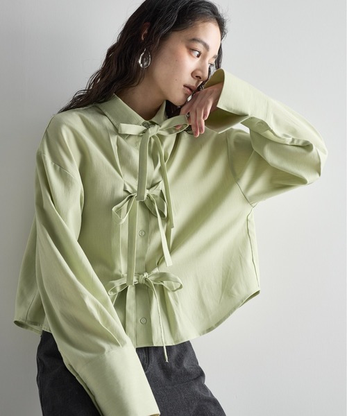 リボンデザインタッククロップドシャツ（シャツ/ブラウス）｜THE YOn（ザヨン）