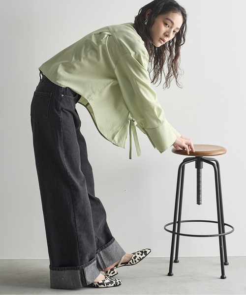 ぽん出品 セール】リボンデザインタッククロップドシャツ（シャツ