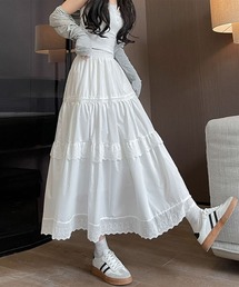 urge：（アージコロン ）の「【URGE：】レース ティアード　フレア スカート（スカート）」