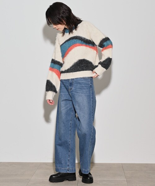 GALLEST（ギャレスト）の「◆カラーブロッキングニット（ニット/セーター・レディース・オフホワイト/グレー・38）」の3枚目の写真