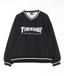 THRASHER（スラッシャー）の「NYLON PILLOVER TOPS/リブラインブランドロゴ刺繍ナイロンプルオーバートップス（その他トップス・メンズ）」
