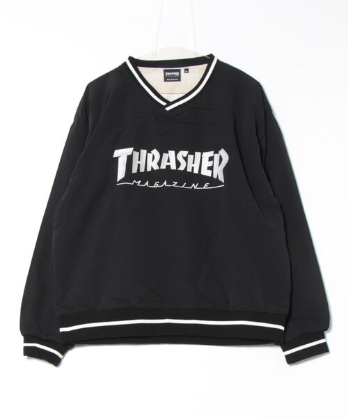 NYLON PILLOVER TOPS/リブラインブランドロゴ刺繍ナイロンプルオーバートップス（その他トップス）｜THRASHER（スラッシャー）