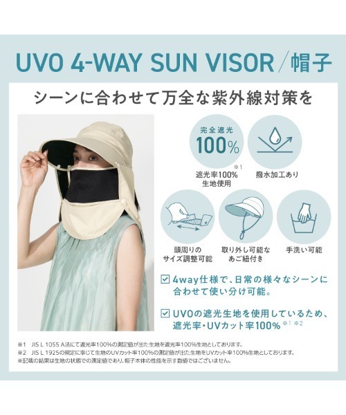 UVO(ウーボ)の「完全遮光100% 最強の日傘「UVO(ウーボ)」 UV 4wayサンバイザー レディース帽子 Wpc.(サンバイザー・レディース・ブラック/オフホワイト/ベージュ/グレー/サンドベージュ・FREE)」の16枚目の写真