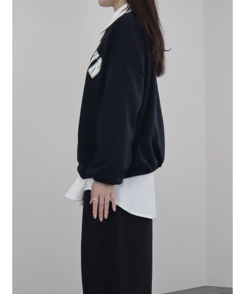 Reurie'(レウリィ)の「【ZOZO限定】ラウンドロゴスウェット/round logo over sweat 長袖 クルーネック 裏起毛 シンプル カジュアル カレッジロゴ風 韓国 オーバーサイズ メンズライク(スウェット・レディース・ネイビー/グレー・FREE)」の11枚目の写真