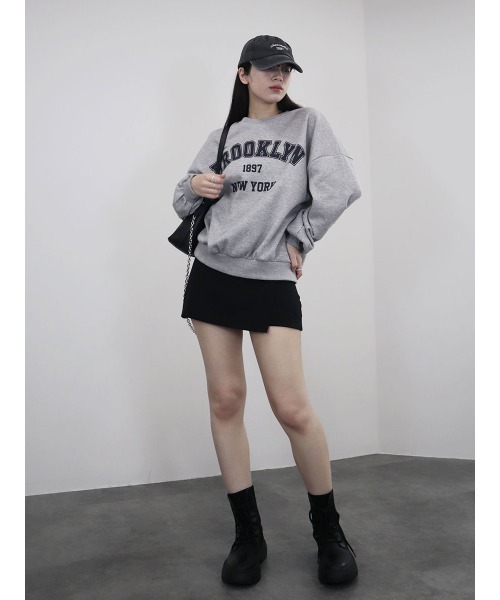Reurie'(レウリィ)の「【ZOZO限定】ラウンドロゴスウェット/round logo over sweat 長袖 クルーネック 裏起毛 シンプル カジュアル カレッジロゴ風 韓国 オーバーサイズ メンズライク(スウェット・レディース・ネイビー/グレー・FREE)」の16枚目の写真