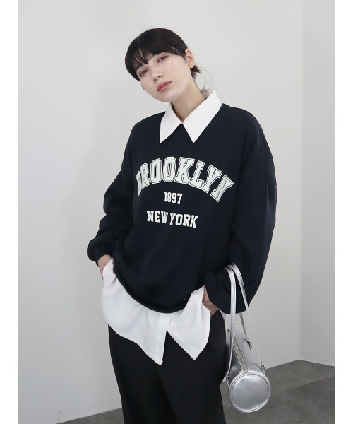 トレーナー スウェット 「ZOZO限定」ラウンドロゴスウェット／round logo over sweat 長袖 クルーネック 裏起毛 シンプル カジ ZOZO限定】ラウンドロゴスウェット／round logo over sweat 長袖