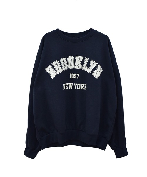 Reurie'(レウリィ)の「【ZOZO限定】ラウンドロゴスウェット/round logo over sweat 長袖 クルーネック 裏起毛 シンプル カジュアル カレッジロゴ風 韓国 オーバーサイズ メンズライク(スウェット・レディース・ネイビー/グレー・FREE)」の4枚目の写真