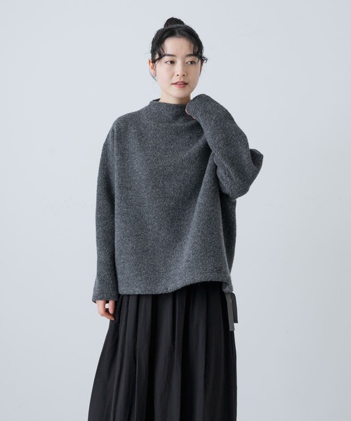美品　かぐれ　ボトルネック ボアプルオーバー　チャコールグレー カグレ かぐれ Boa pullover （チャコールグレー） - ファッション通販