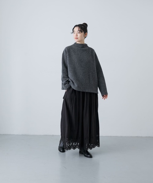 美品　かぐれ　ボトルネック ボアプルオーバー　チャコールグレー カグレ かぐれ Boa pullover （チャコールグレー） - ファッション通販