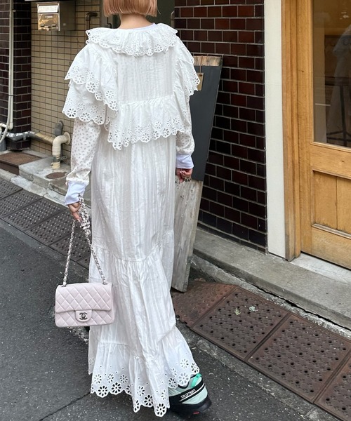 Alley Tokyo（アリートーキョー）の「レースどっさり半袖ワンピース（ワンピース・レディース・ブラック/ホワイト・FREE）」の5枚目の写真
