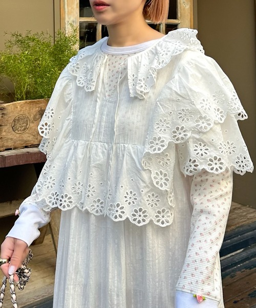 Alley Tokyo（アリートーキョー）の「レースどっさり半袖ワンピース（ワンピース・レディース・ブラック/ホワイト・FREE）」の7枚目の写真