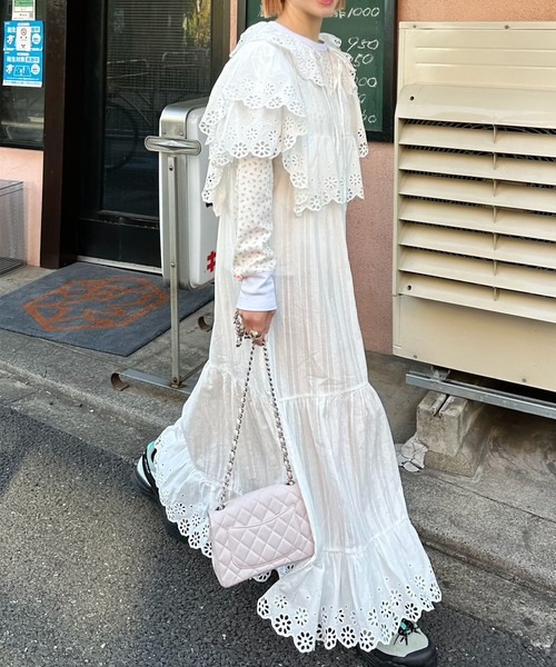 Alley Tokyo（アリートーキョー）の「レースどっさり半袖ワンピース（ワンピース・レディース・ブラック/ホワイト・FREE）」の3枚目の写真