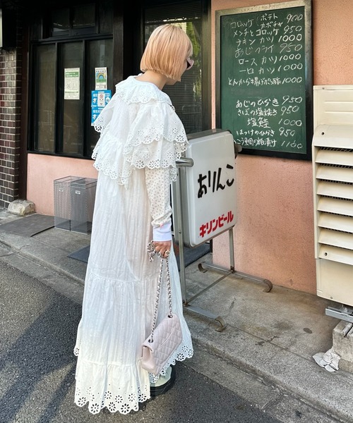 Alley Tokyo（アリートーキョー）の「レースどっさり半袖ワンピース（ワンピース・レディース・ブラック/ホワイト・FREE）」の12枚目の写真