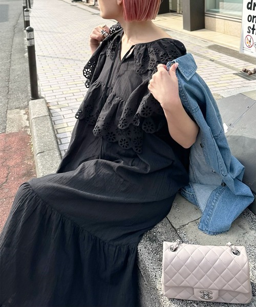 Alley Tokyo（アリートーキョー）の「レースどっさり半袖ワンピース（ワンピース・レディース・ブラック/ホワイト・FREE）」の20枚目の写真