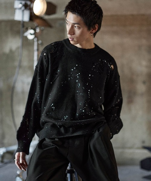 COMME des GARÇONS ダメージ加工 ブラッククルーネックニット M Black Comme Des Garçons ダメージ セーター | ブラック | FARFETCH JP