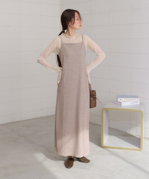 Bab(バブ)の「【低身長さん向けサイズあり】ラメカットソーカップ付きキャミワンピース/ダブルストラップ(ワンピース・レディース・チャコールグレー/ベージュ/アイボリー/ピンク・S/M)」の22枚目の写真