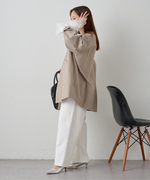 PUAL CE CIN（ピュアルセシン）の「ノーカラーコクーンシルエットコート（ノーカラーコート・レディース・ブラック/ベージュ・FREE）」の7枚目の写真