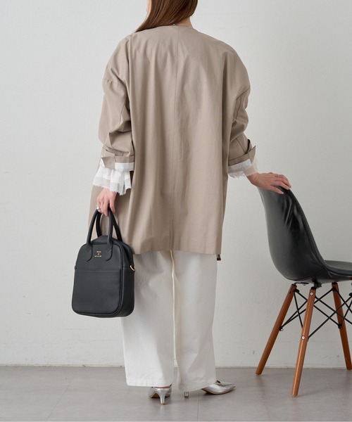 PUAL CE CIN（ピュアルセシン）の「ノーカラーコクーンシルエットコート（ノーカラーコート・レディース・ブラック/ベージュ・FREE）」の8枚目の写真