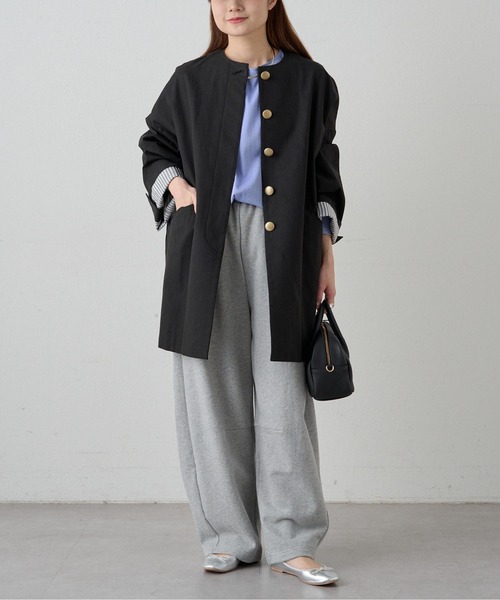 PUAL CE CIN（ピュアルセシン）の「ノーカラーコクーンシルエットコート（ノーカラーコート・レディース・ブラック/ベージュ・FREE）」の12枚目の写真