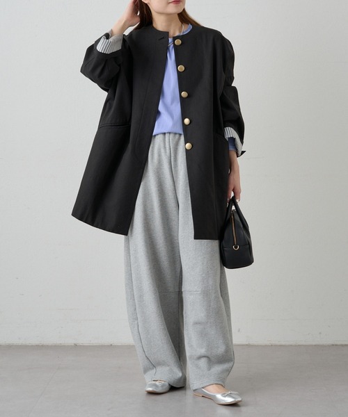 PUAL CE CIN（ピュアルセシン）の「ノーカラーコクーンシルエットコート（ノーカラーコート・レディース・ブラック/ベージュ・FREE）」の11枚目の写真