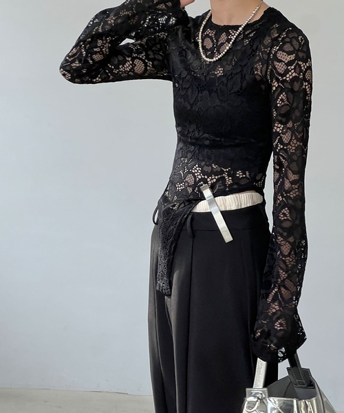 chuclla(チュクラ)の「総レース フレアスリーブボディスーツ chw25s032(その他トップス・レディース・ブラック・FREE)」の2枚目の写真