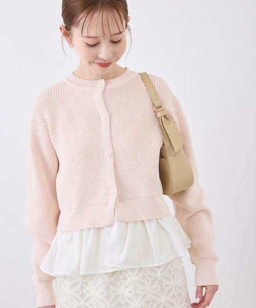 ROPE' PICNIC(ロペピクニック)の「布帛使いショート丈カーディガン(カーディガン/ボレロ・レディース・ピンク系その他2/ライトグレー/ブラック/オフホワイト・38)」の4枚目の写真