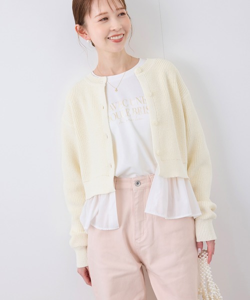 ROPE' PICNIC(ロペピクニック)の「布帛使いショート丈カーディガン(カーディガン/ボレロ・レディース・ピンク系その他2/ライトグレー/ブラック/オフホワイト・38)」の21枚目の写真