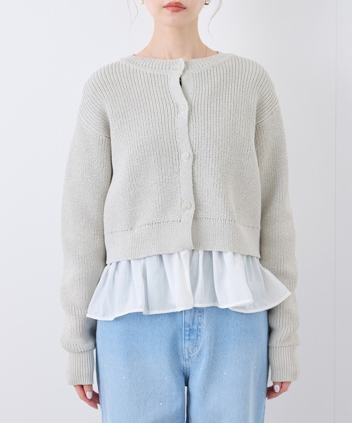 セール】布帛使いショート丈カーディガン（カーディガン/ボレロ