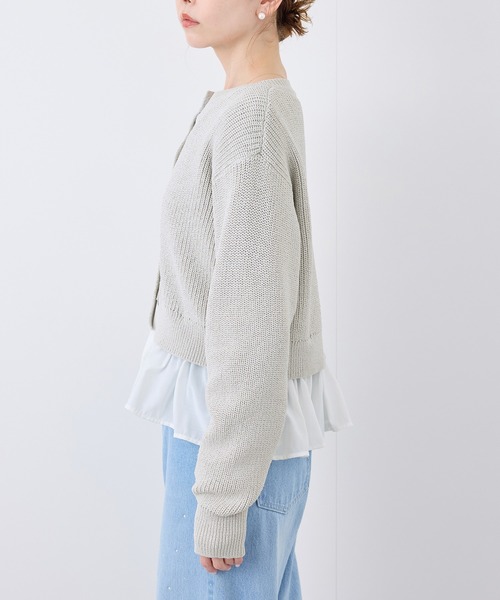 ROPE' PICNIC(ロペピクニック)の「布帛使いショート丈カーディガン(カーディガン/ボレロ・レディース・ピンク系その他2/ライトグレー/ブラック/オフホワイト・38)」の16枚目の写真