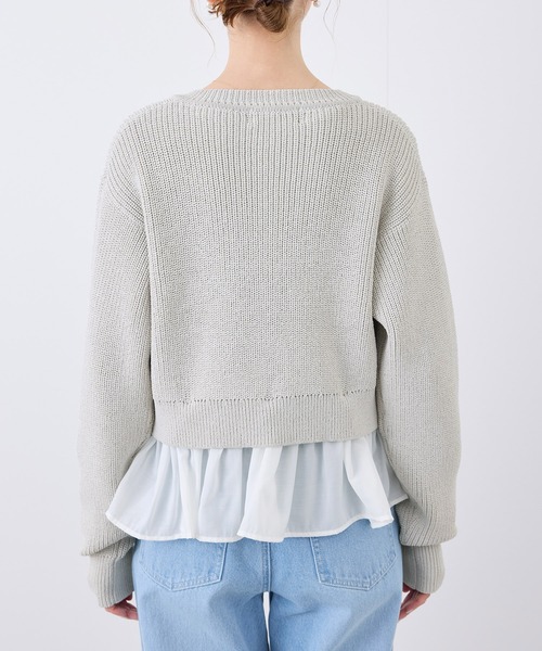 ROPE' PICNIC(ロペピクニック)の「布帛使いショート丈カーディガン(カーディガン/ボレロ・レディース・ピンク系その他2/ライトグレー/ブラック/オフホワイト・38)」の17枚目の写真