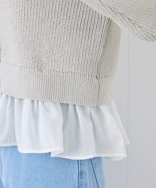 ROPE' PICNIC(ロペピクニック)の「布帛使いショート丈カーディガン(カーディガン/ボレロ・レディース・ピンク系その他2/ライトグレー/ブラック/オフホワイト・38)」の9枚目の写真