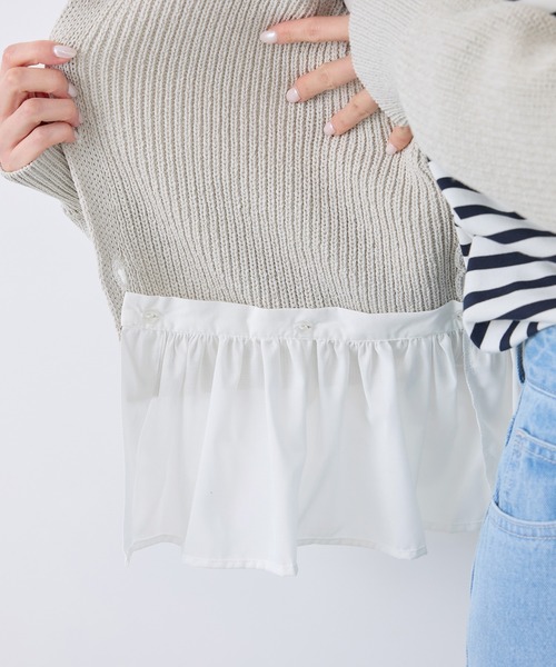 ROPE' PICNIC(ロペピクニック)の「布帛使いショート丈カーディガン(カーディガン/ボレロ・レディース・ピンク系その他2/ライトグレー/ブラック/オフホワイト・38)」の10枚目の写真