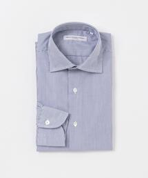 『イージーケア』LIFE STYLE TAILOR　セミワイド細ストライプシャツ