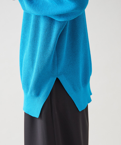 Tiara（ティアラ）の「ヘンリーネック片畦ニット（ニット/セーター・レディース・ブルー/ベージュ/ホワイト×ブラック・FREE）」の18枚目の写真