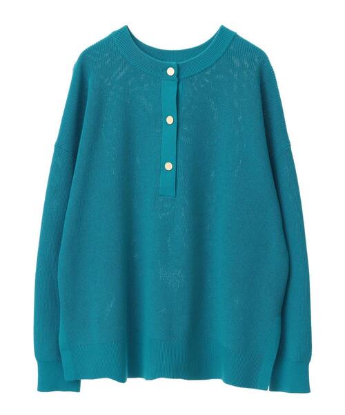 Tiara（ティアラ）の「ヘンリーネック片畦ニット（ニット/セーター・レディース・ブルー/ベージュ/ホワイト×ブラック・FREE）」の19枚目の写真