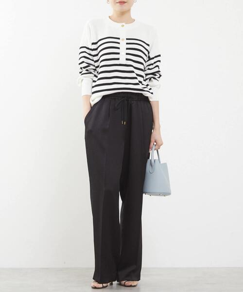 Tiara（ティアラ）の「ヘンリーネック片畦ニット（ニット/セーター・レディース・ブルー/ベージュ/ホワイト×ブラック・FREE）」の21枚目の写真