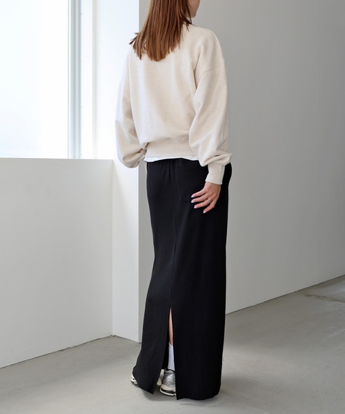 ANME(アンメ)の「セルフカットリブANMEエンブロイダリーロゴタイトスカート(スカート・レディース・ダークネイビー/ベージュ系その他/ブラック/杢グレー・M/L)」の17枚目の写真