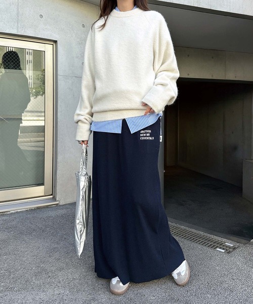 ANME(アンメ)の「セルフカットリブANMEエンブロイダリーロゴタイトスカート(スカート・レディース・ダークネイビー/ベージュ系その他/ブラック/杢グレー・M/L)」の22枚目の写真