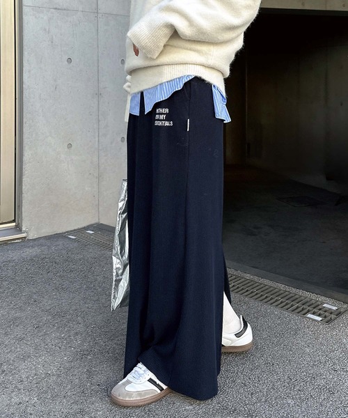 ANME(アンメ)の「セルフカットリブANMEエンブロイダリーロゴタイトスカート(スカート・レディース・ダークネイビー/ベージュ系その他/ブラック/杢グレー・M/L)」の21枚目の写真